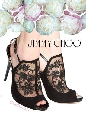 AUTHENTIC JIMMY CHOO BLACK LACE HEELS